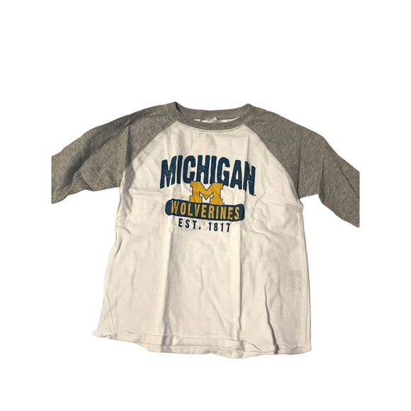Rabbit Skins Other - Rabbit Skins Michigan wolverines baseball tee white gray logo long sleeve 3T